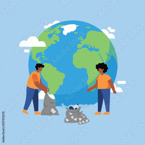 ILLUSTRATION OF CARING FOR THE EARTH AND THE ENVIRONMENT