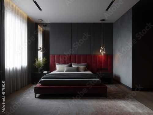 Contemporary bedroom with d...