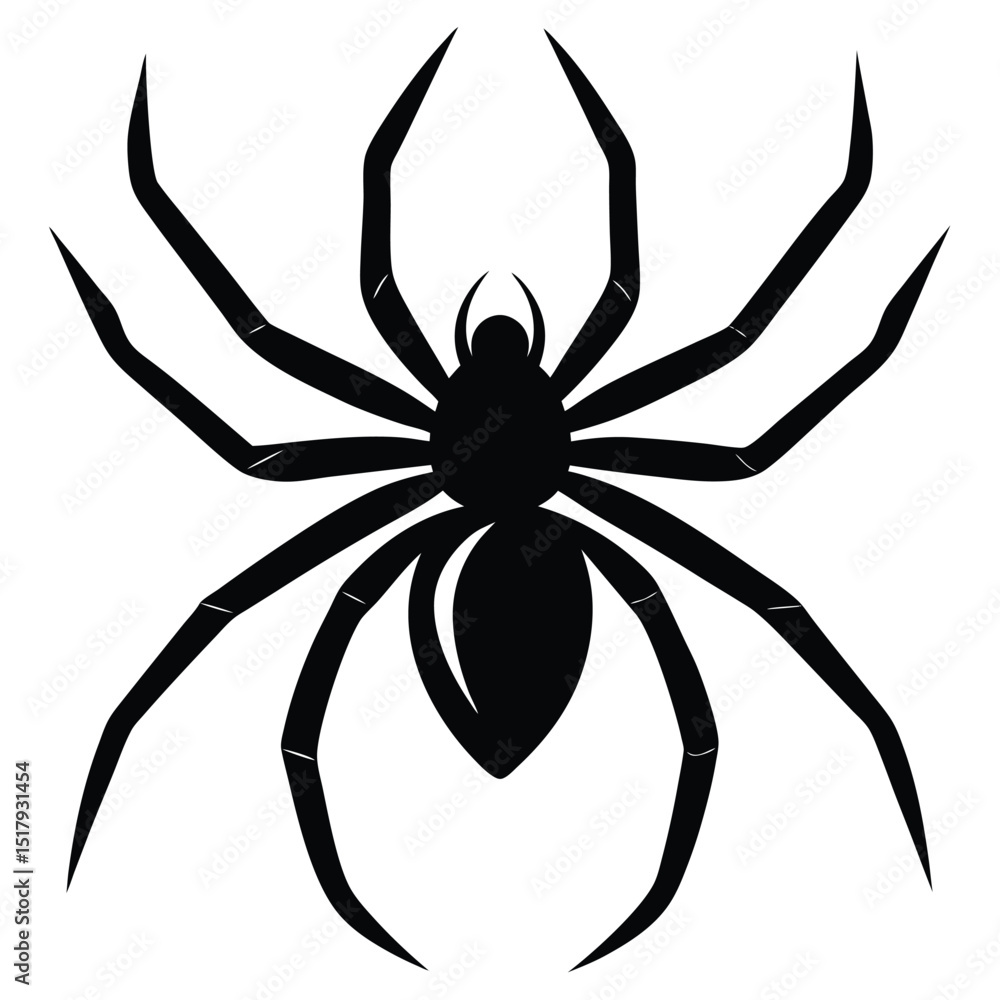 Obraz premium Black spider arachnid insect vector illustration isolated on white background symbol of horror and danger
