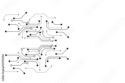 Circuit board black technology on white background.