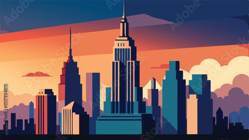 New york city skyline cityscape buildings empire state art