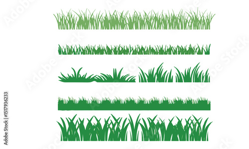 green grass background set, long grass border