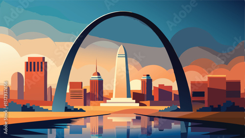 St louis missouri skyline arch gateway vector illustration