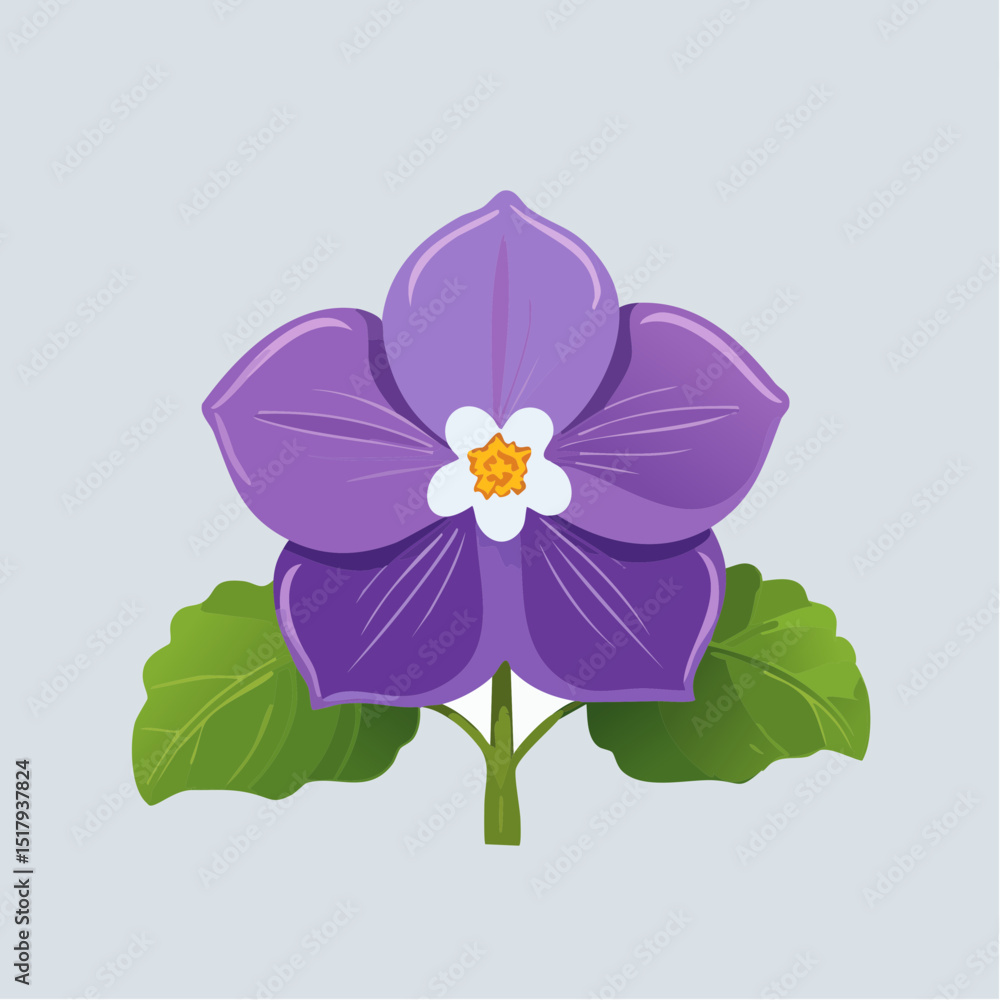 Obraz premium Flat design Violet flower isometric vector isolated. purple flower isolated on white background