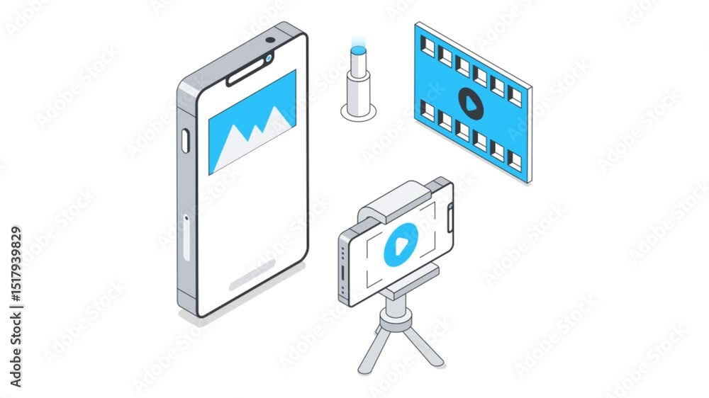 Video recording Isometric Animation. Video recording Isometric Animation.