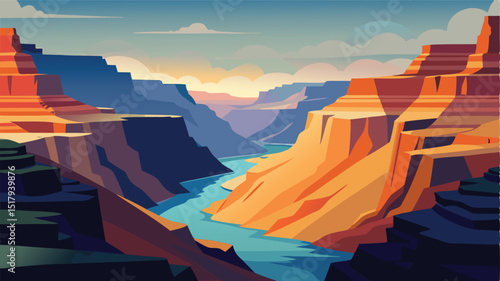 Grand canyon national park landscape illustration vector