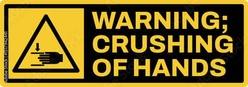 warning safety signs v3 uppercase text_warning ; crushing of hands_landscape size 1/2 a4,a3,a2,a1	 