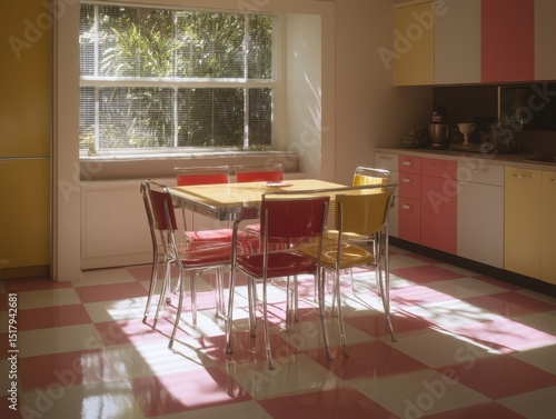 Retro kitchen with a colorf...