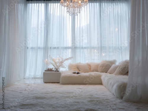 A luxurious, white living a...