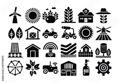 Agriculture Icons Farm, Farming, Crops, Agriculture Equipment, Rural