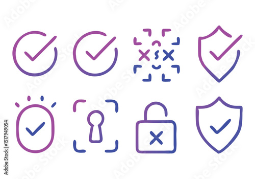 Security Checkmark Icons Approved, Verified, Protection Symbols