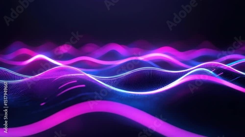 Abstract Digital Waves with Neon Colors Creating a Futuristic Background for Technology and Music Themes 4k video footage