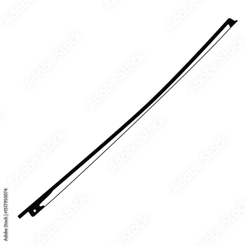 Violin Bow Silhouette. Black and White Icon Design Elements on Isolated White Background