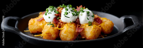 Crisp tot symphony with cloud-like sour cream celebratory whispers, perfect for National Potato Day or quirky SpudFest revelry