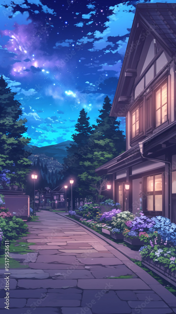 Fototapeta premium Enchanted Night Town Scene