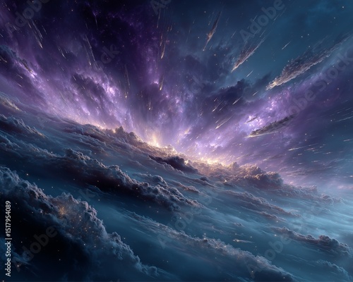 Astral Projection Aesthetic, Glowing Spirit Floating Through Galaxy in Astral Projection Aesthetic, A glowing spirit leaving the physical body and floating through the galaxy