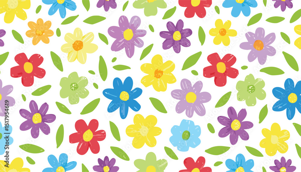 custom made wallpaper toronto digitalFlower crayon kid drawing. Spring summer pastel chalk pattern. Cute color doodle daisy chamomile flowers. Hand drawn child pencil bg. Childish background illustration.children, blackboard,