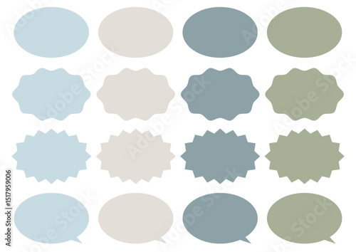 ニュアンスカラーの図形・吹き出しセット