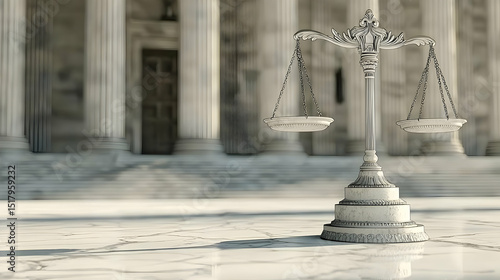 White Scales Of Justice In Courtroom