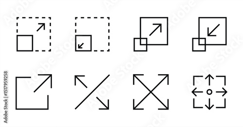Scalability icon. Scale, scalable, resize. Maximum and minimum size vector illustration