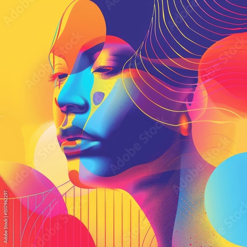 Colorful abstract avatar profile generator concept showing unique digital faces and icons for online identity and social media platforms. AI generated illustration