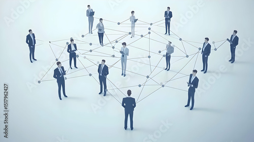 Networked Business People In Light Grey Background