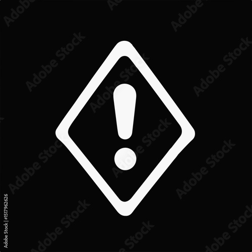 Exclamation Mark in Rhombus: A bold white exclamation mark in rhombus signifies crucial alert, standing out against dark backdrop, commanding attention.