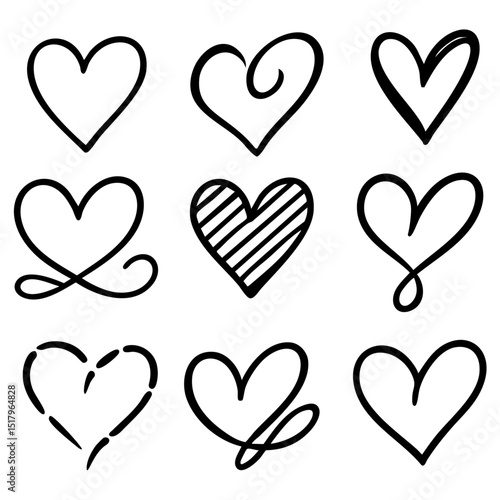 Herzen Dating Icons Set schwarz