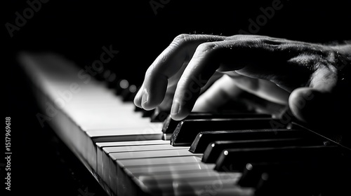 Intimate Close-Up of Hands Playing a Piano Keyboard in a Dark Ambience