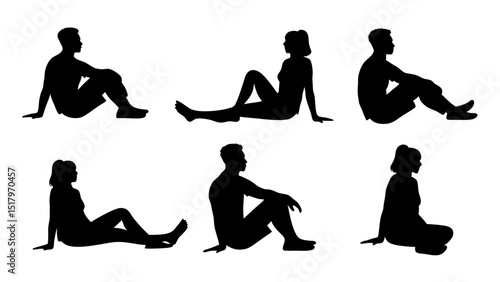 set of a group of business people sitting in various poses