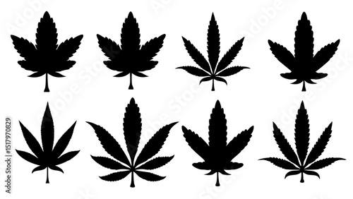 set of marijuana silhouette