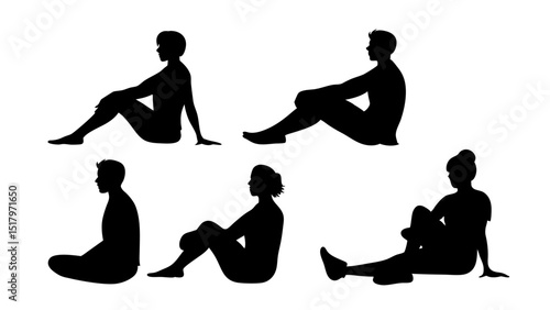 set of a group of business people sitting in various poses
