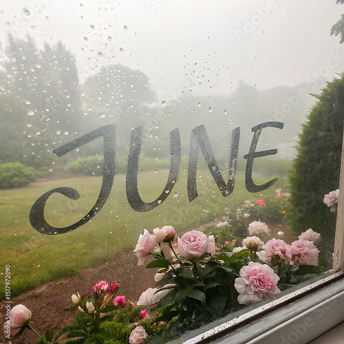 Rainy June Day Peonies and Window View Photography