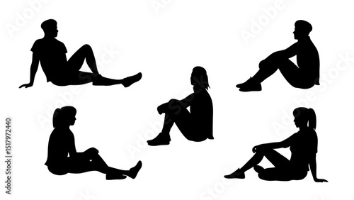 set of a group of business people sitting in various poses