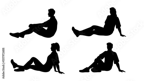 set of a group of business people sitting in various poses