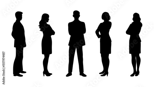 set of a group of standing business people