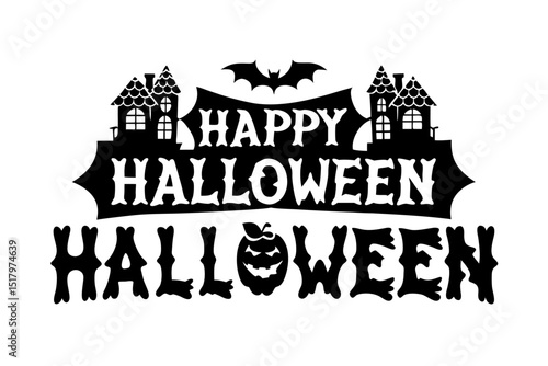 Happy Halloween vector lettering. Handwritten text design. Vector on white background