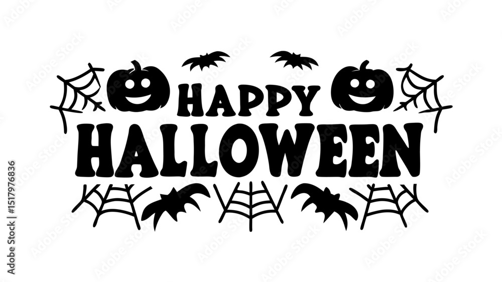 Fototapeta premium Happy Halloween vector lettering. Handwritten text design. Vector on white background