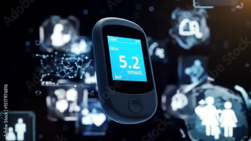 3D Glucometer Device with Data Animation
