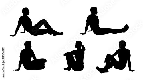 set of a group of business people sitting in various poses