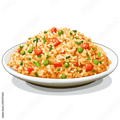 Vector fried rice illustration isolated on a white background