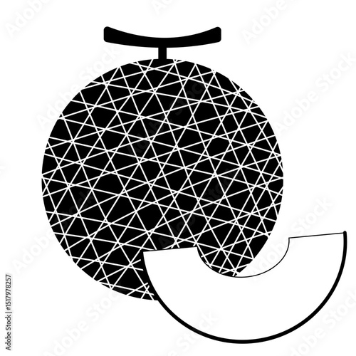 フルーツ　メロンのシンプルアイコン　モノクロ〜Fruit melon simple icon monochrome〜