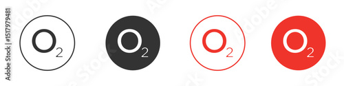 Oxygen O2 icon for logo, vector sign symbol for design