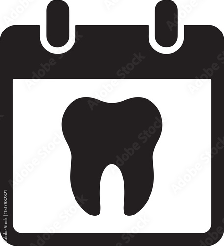 Silhouette vector of dental care calendar reminder icon, perfect for appointment scheduling and oral health.