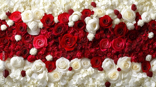 Fototapeta Naklejka Na Ścianę i Meble -  Floral wall art of red and white roses