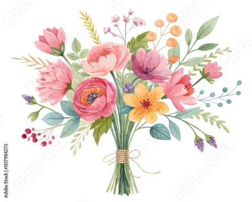 Wallpaper Mural Watercolor illustration flowers on pure white background	
 Torontodigital.ca