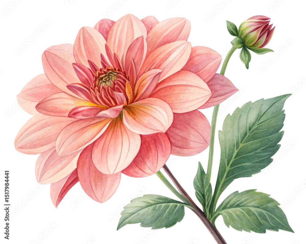 Obraz premium Watercolor illustration flowers on pure white background 