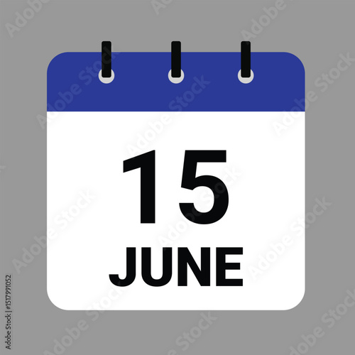 JUNE 15 - Daily Calendar Icon - White Background