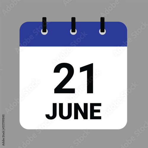 JUNE 21 - Daily Calendar Icon - White Background