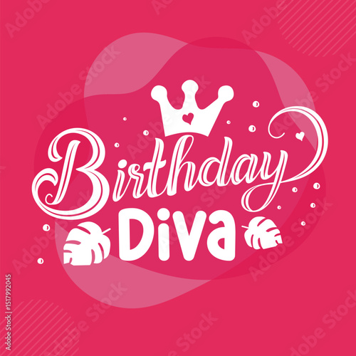 Birthday diva design celebration on pink background File